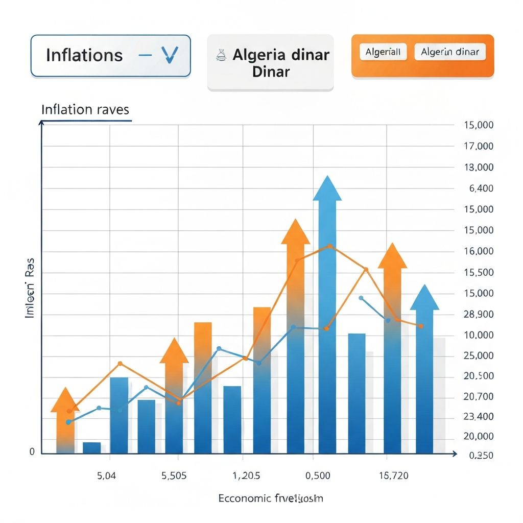 Editorial illustration about currencies and the Algerian dinar